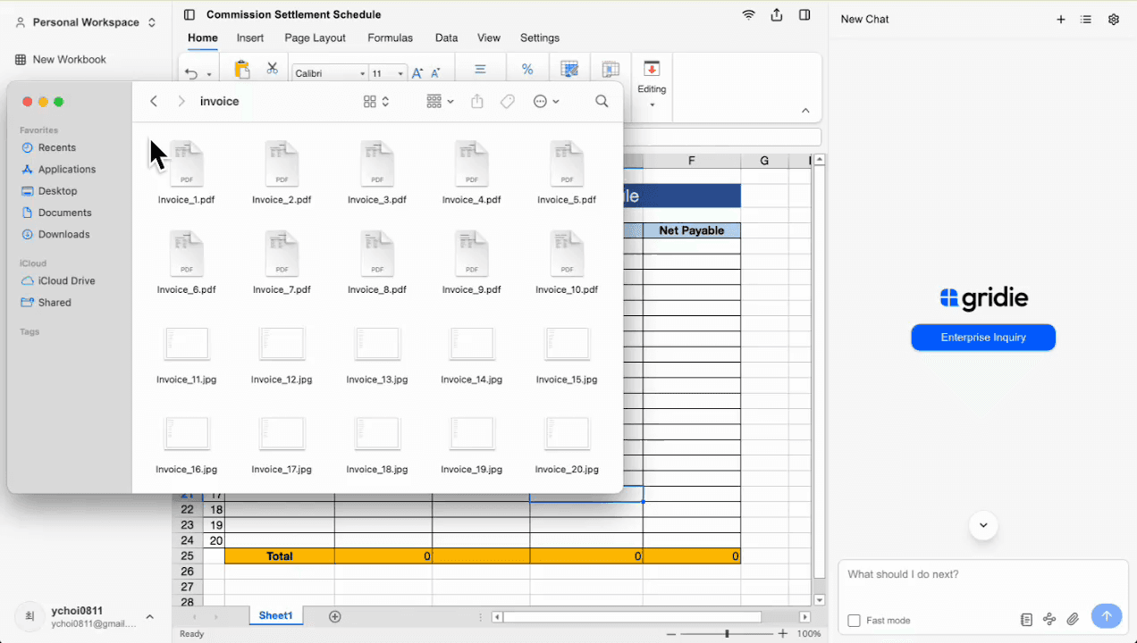 Screenshot of Gridie in action