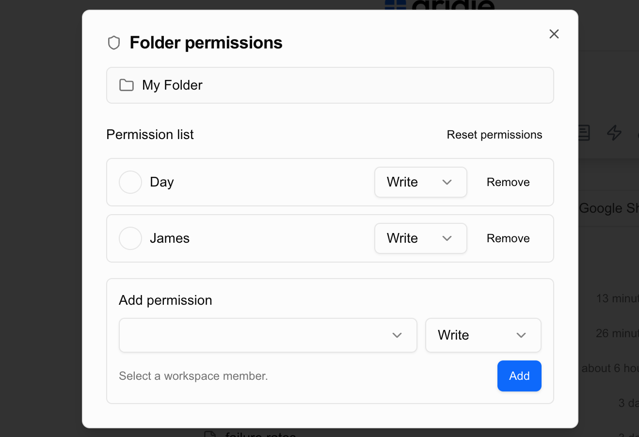 폴더 권한 설정 패널