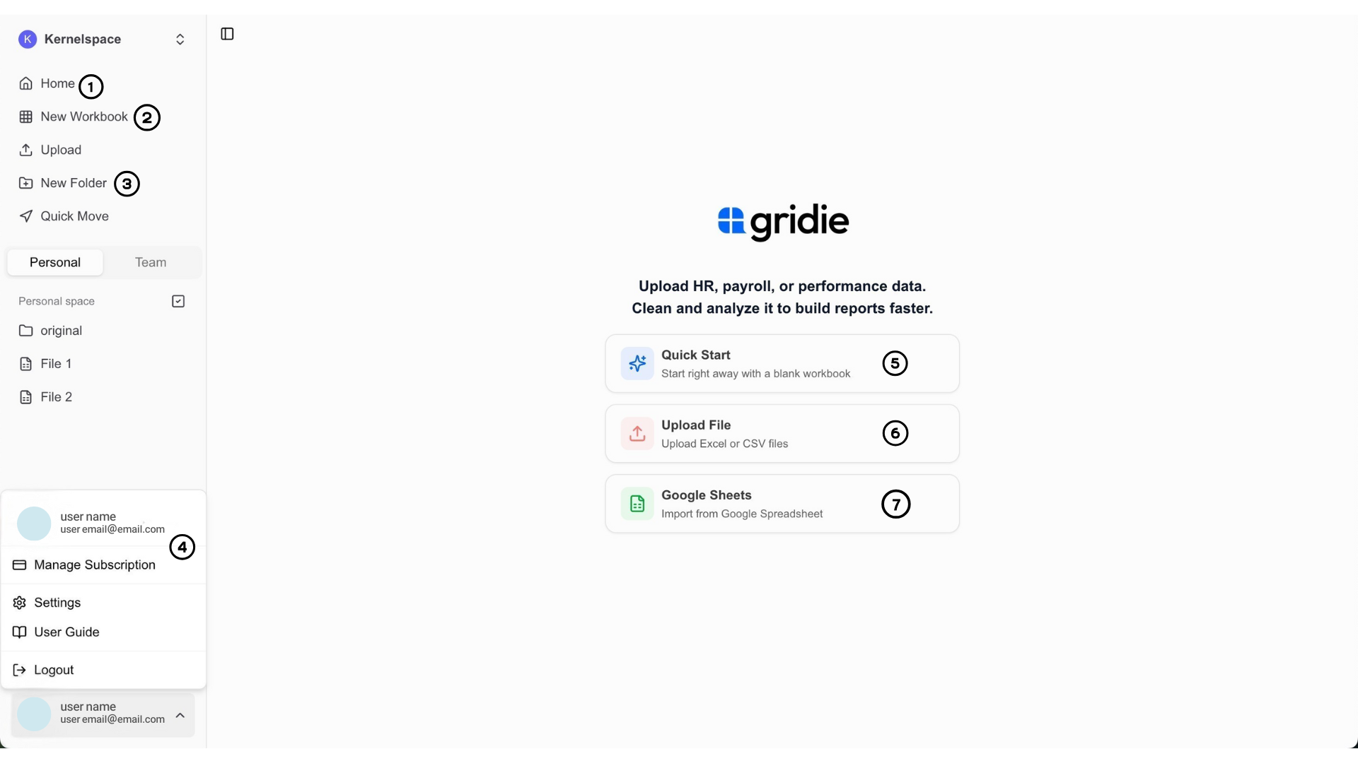 Gridie main screen screenshot