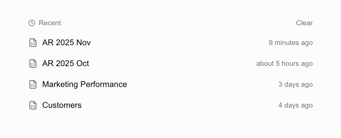 최근 워크북 목록