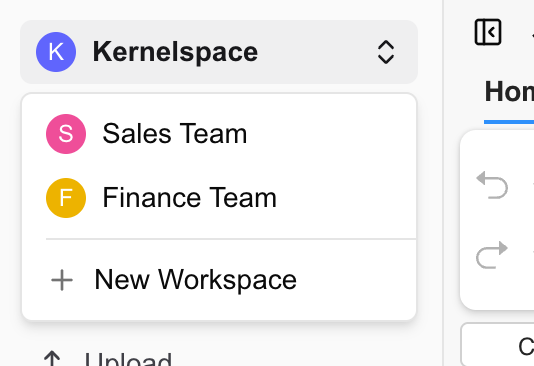 워크스페이스 전환 드롭다운